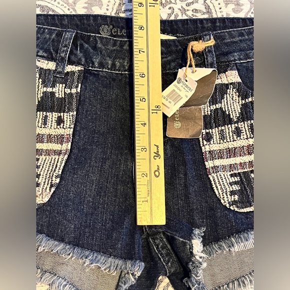 Element Boho Denim Micro Western shorts woven patch pockets sz 28 NWT - Picture 7 of 11